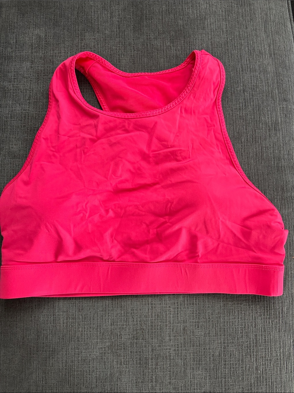 Fabletics Women's High-Neck Sports Bra in Bright Pink